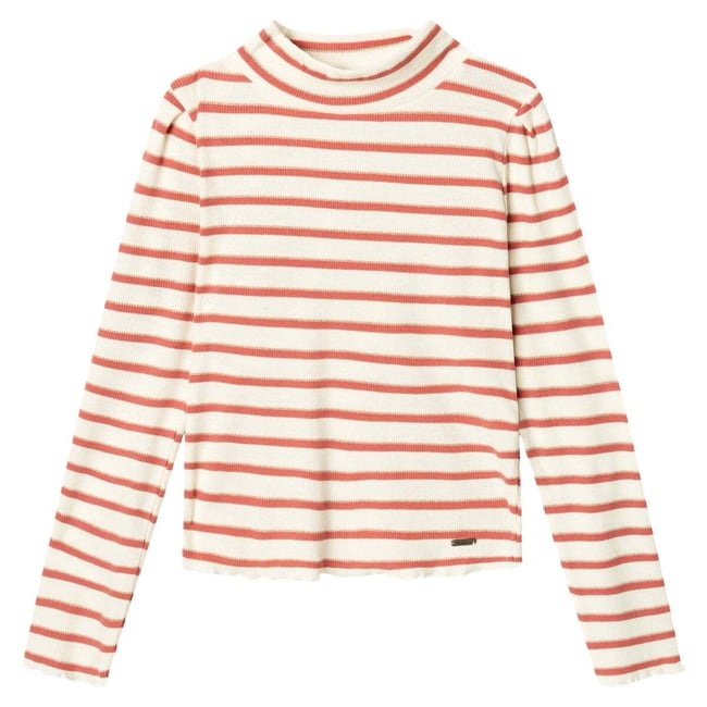 T-Shirt À Manches Longues À Rayures blanche mousse <span itemprop=