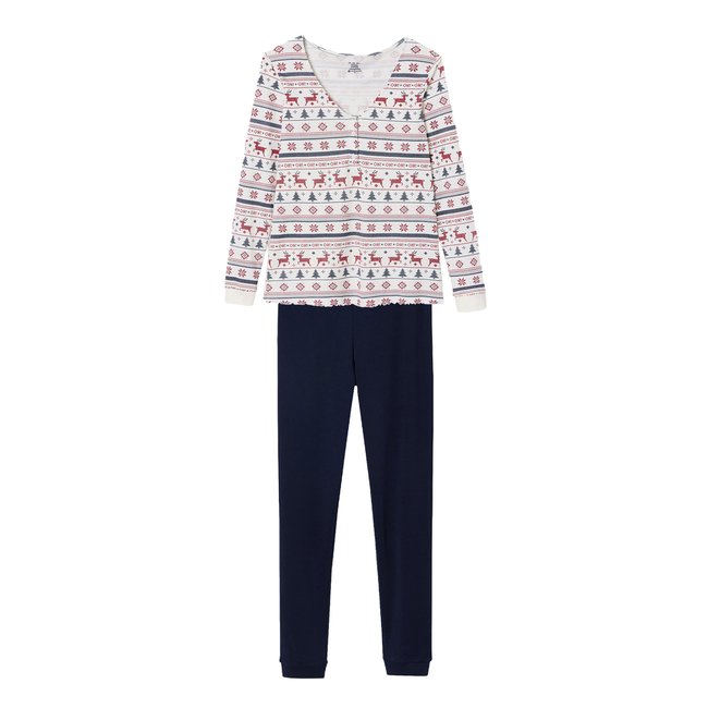 Pyjama 2 pièces famille Noël bleu nuit <span itemprop=