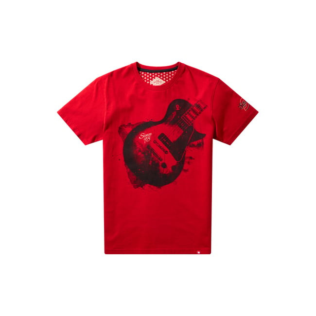 T-shirt graphique guitare effet aquarelle rouge <span itemprop=
