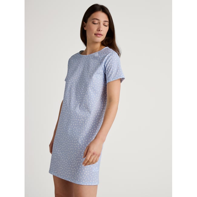 Chemise de nuit manches courtes Coton FAVOURITES SLEEP bleu harmonie <span itemprop=