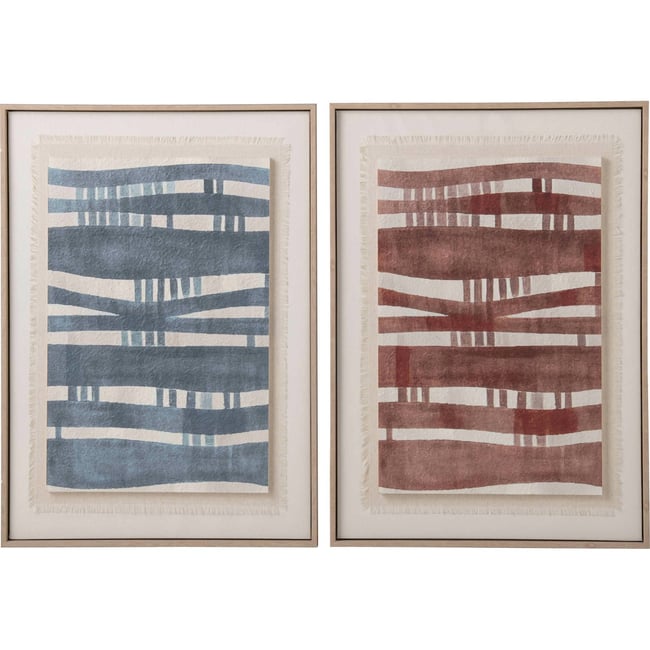 Tableau abstrait sur toile, Lot de 2 Couleur bleu foncé et rouille <span itemprop=
