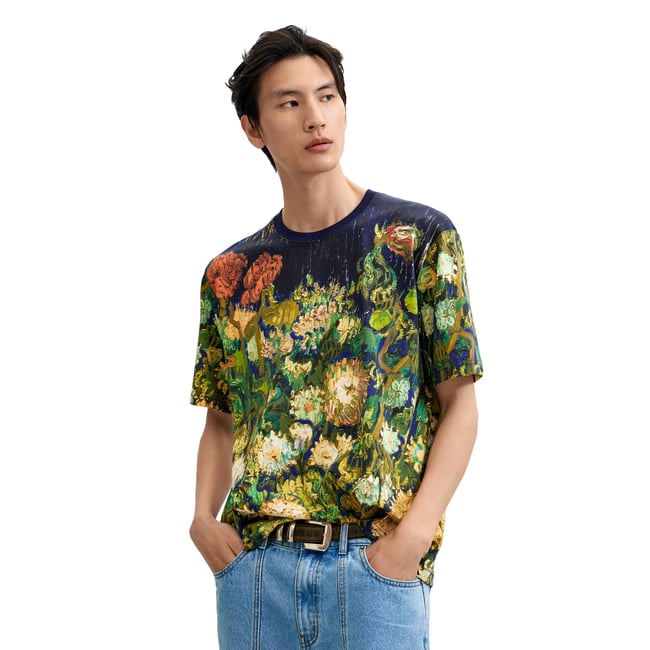 T-shirt à imprimé nature morte bleu <span itemprop=