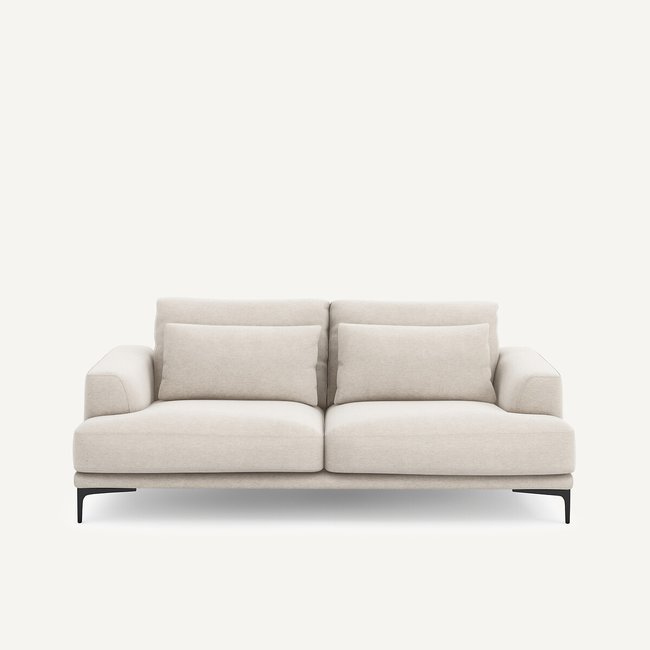 Canapé 3 places, en toile chinée, MARSILE ivoire <span itemprop=