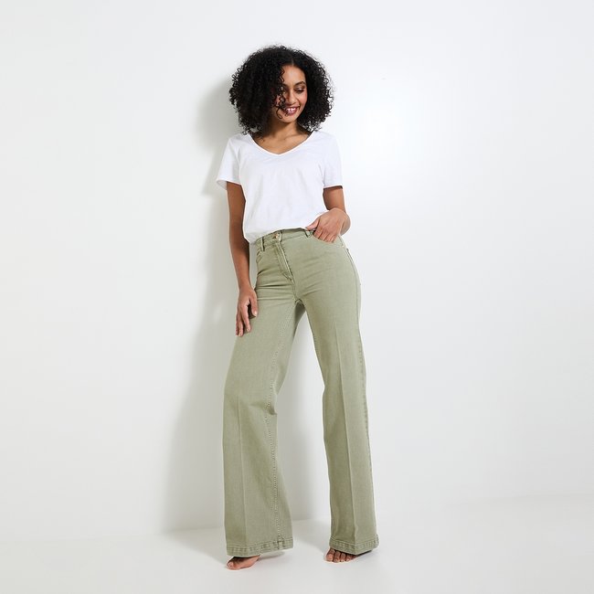Jean flare WOODSTOC F02 vert kaki <span itemprop=