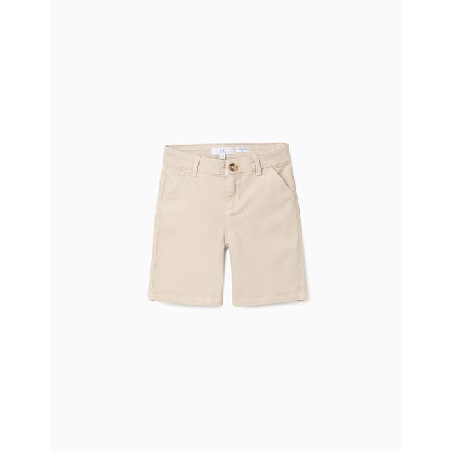 Short chino midi en sergé avec poches beige clair <span itemprop=
