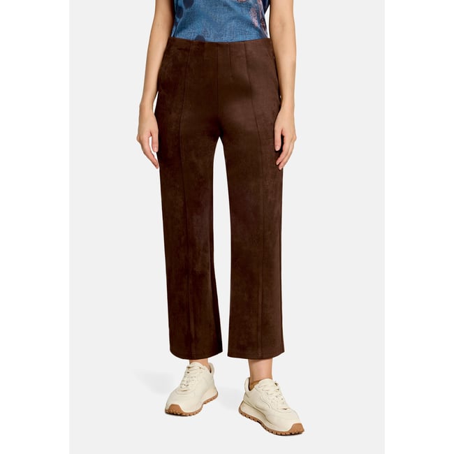 Pantalon en simili cuir à taille élastique muskat <span itemprop=