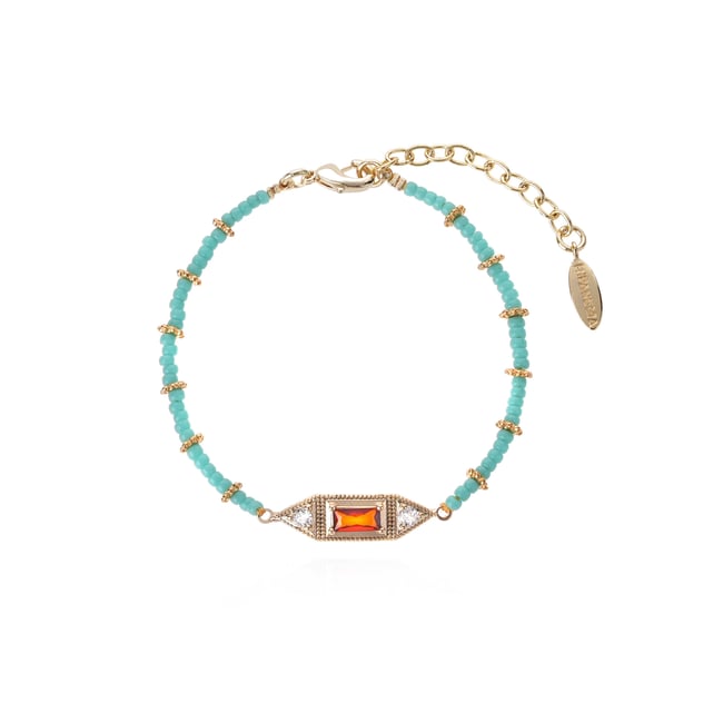 Bracelet réglable avec perles SOUDANA turquoise <span itemprop=
