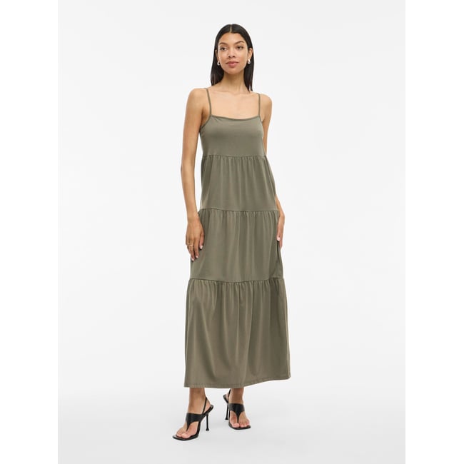 Bretelle Robe mi-longue dusty olive <span itemprop=