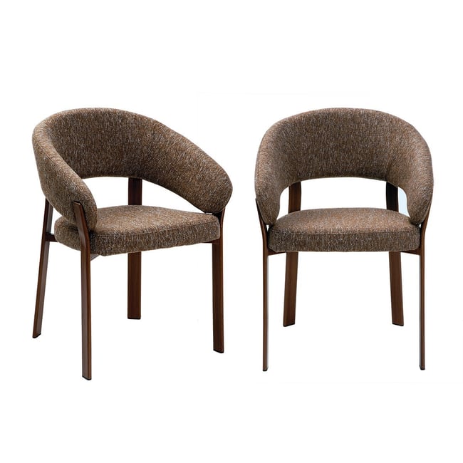 Lot de 2 chaises pieds métal effet noyer - LARA Couleur marron <span itemprop=