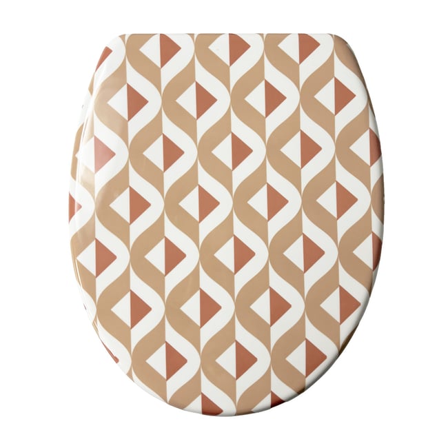 Abattant WC géométrique ralentisseur de chute INES Couleur marron <span itemprop=