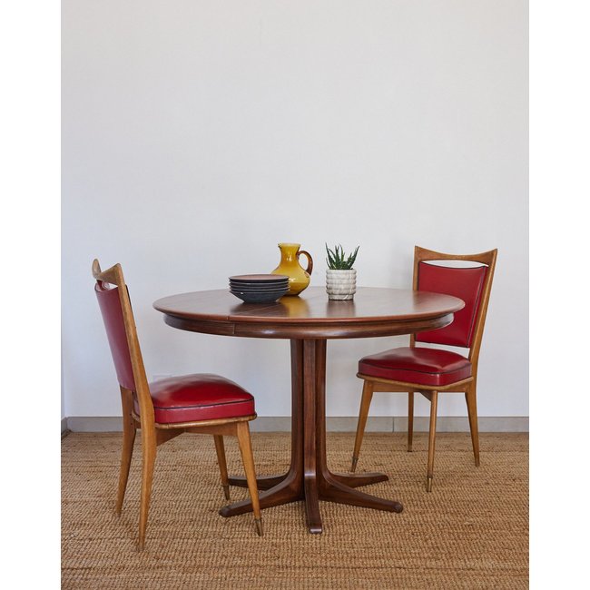 Table à manger en palissandre Karla N°1172 - Bon état Couleur bois foncé <span itemprop=