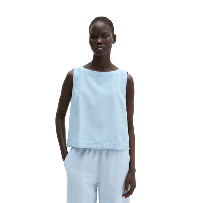 Top chemisier relaxed cropped avec Tencel™ Lyocell bleu clair <span itemprop=