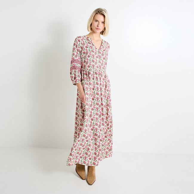Robe longue multicolore imprime <span itemprop=