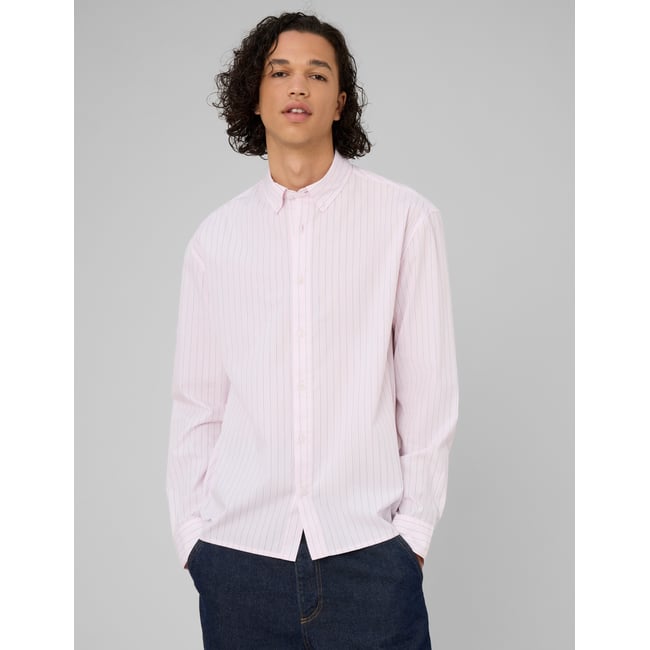 Chemise à rayures fines rose pâle <span itemprop=