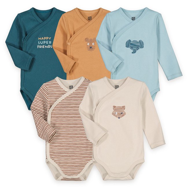 Lot de 5 bodies croisés imprimé <span itemprop=