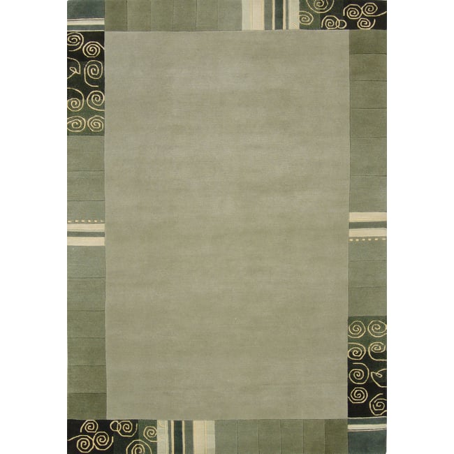 Tapis gabbeh Everest noué main en laine Couleur menthe <span itemprop=