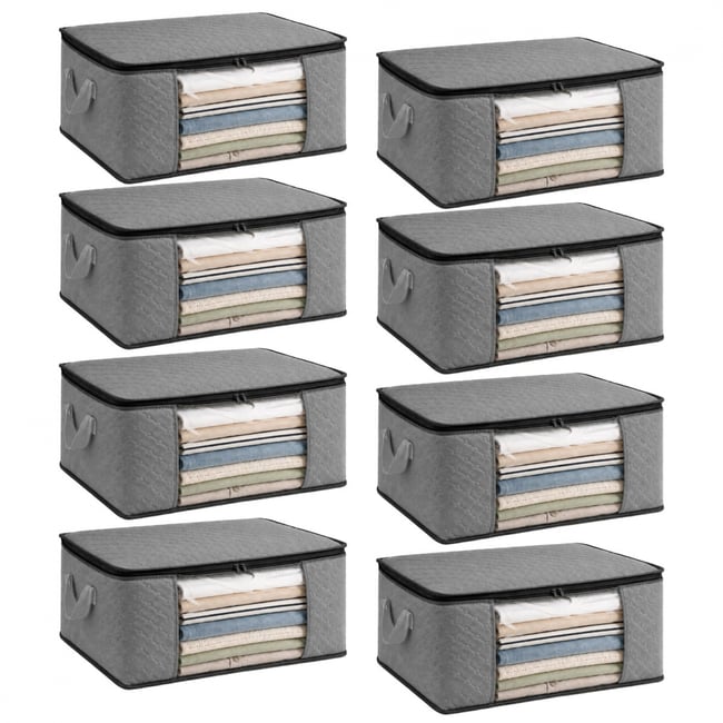 Lot de 8 sacs de rangement pliables pour vêtements, linge de maison avec poignées - VIVEZEN