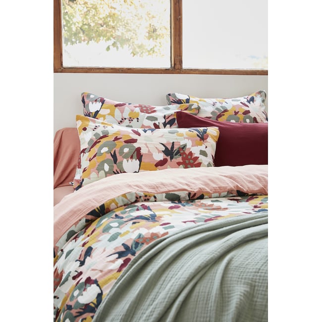 Housse de couette Gaze Coton Leane rose <span itemprop=