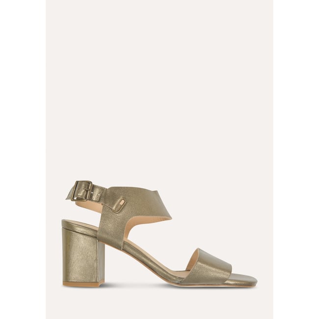 Sandales à talons en cuir mordore <span itemprop=