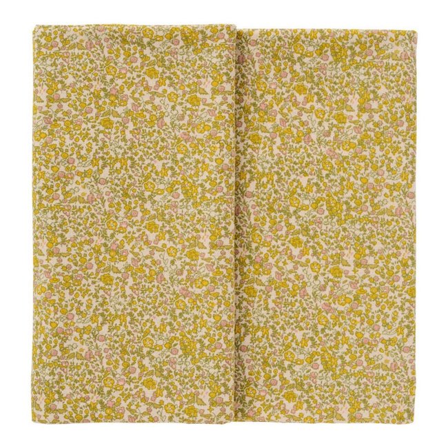 Nappe coton rectangulaire petites fleurs  Rita jaune <span itemprop=
