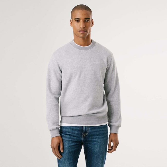 Sweat-Shirt À Col Rond Avec Logo gris chine <span itemprop=