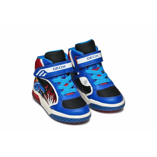 Baskets montantes respirantes à LED Inek rouge/bleu <span itemprop=