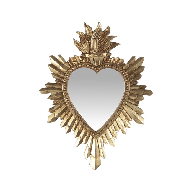 Déco murale ex-voto miroir 16x21cm Couleur or <span itemprop=