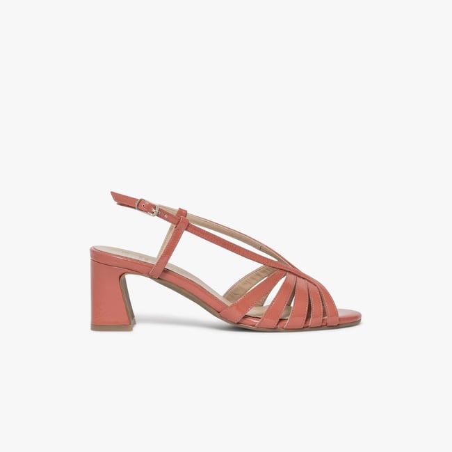 Sandale À Talon en cuir HONORRINE rose sorbet <span itemprop=