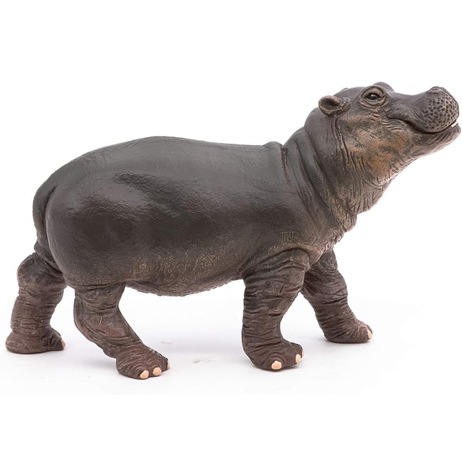 Figurine Bébé hippopotame gris <span itemprop=