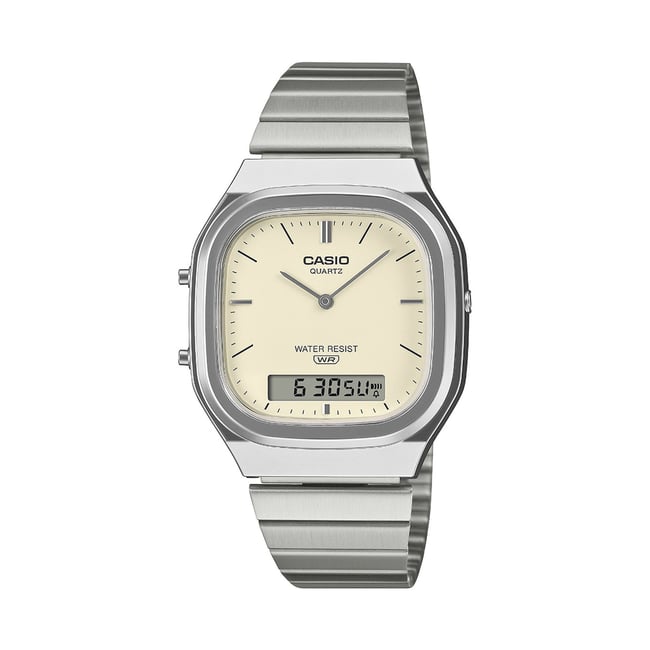 Montre Analogique Digital CASIO VINTAGE argenté ivoire argenté <span itemprop=