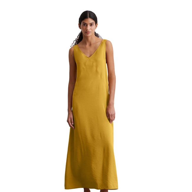 Robe maxi relaxed avec structure crinkle gelb <span itemprop=