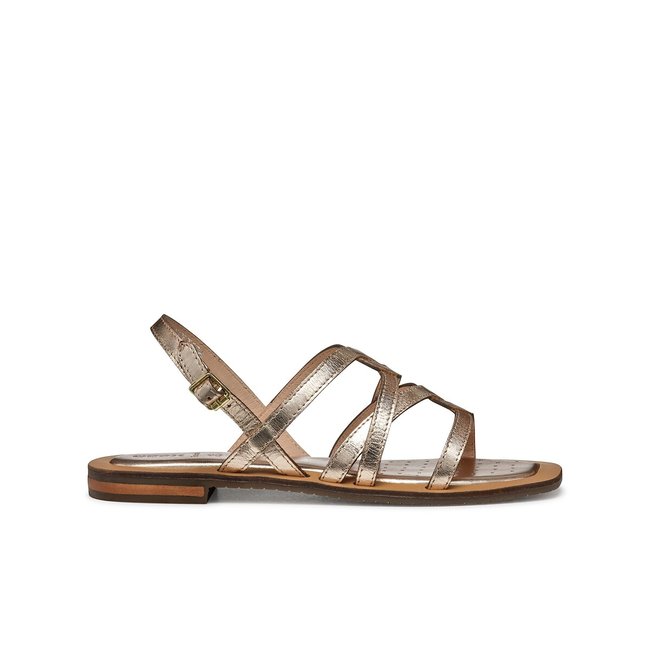 Sandali bassi in pelle Sozy, punta quadrata oro bianco GEOX
