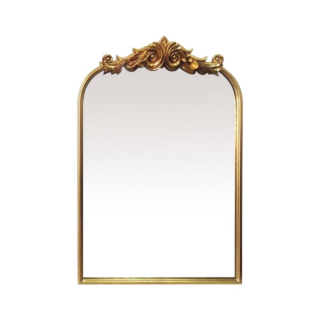 Miroir orné avec fronton 60x90cm Couleur or <span itemprop=