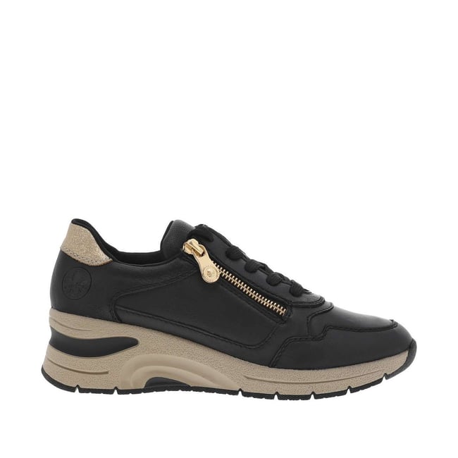 Baskets talon semi-compensé noires <span itemprop=