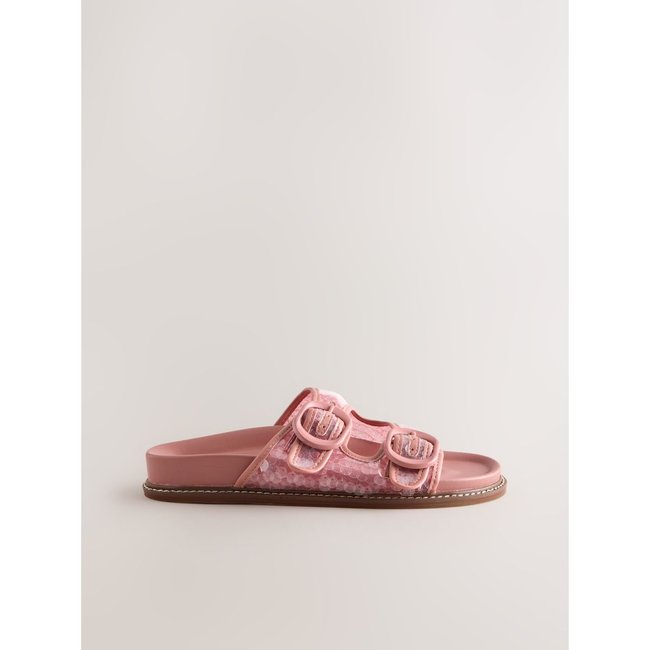 Sandales forever comfort® à sequins rose <span itemprop=