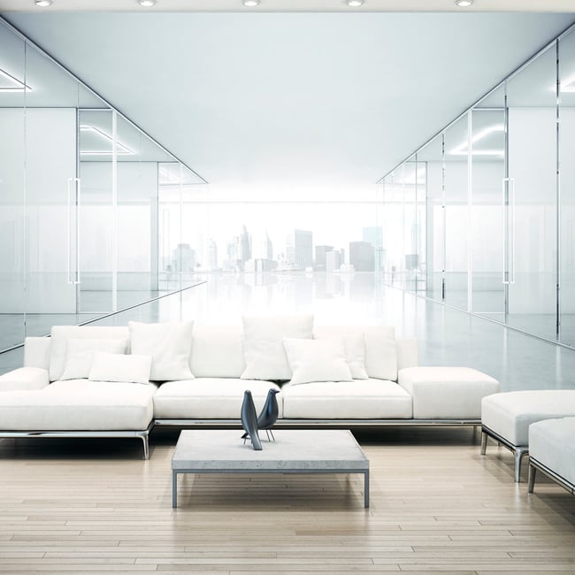 Papier peint intissé panoramique Ville et Architecture White City Couleur gris / argent <span itemprop=
