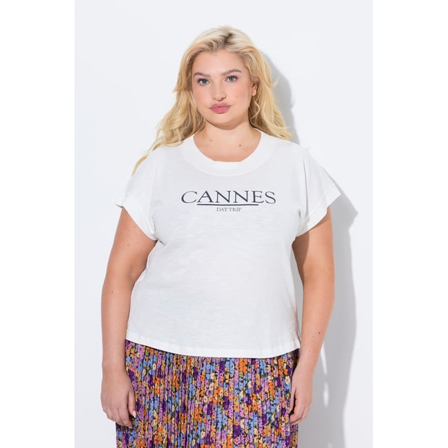 T-shirt oversize à manches courtes blanc cassé <span itemprop=