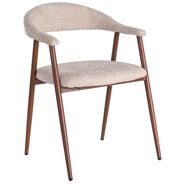 Chaise design métal effet bois et tissu tweed beige 56x57x78cm Couleur v002235 <span itemprop=