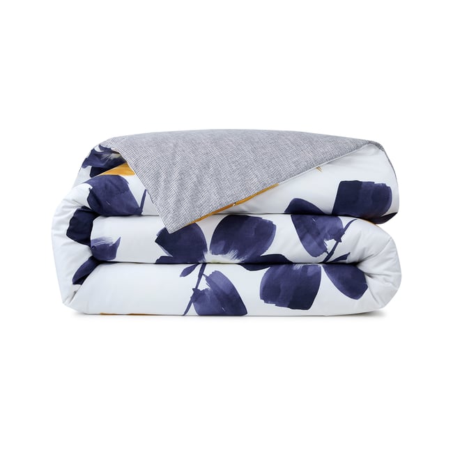 Housse de couette en percale de coton bleu, HEURE BLEUE multicolore <span itemprop=