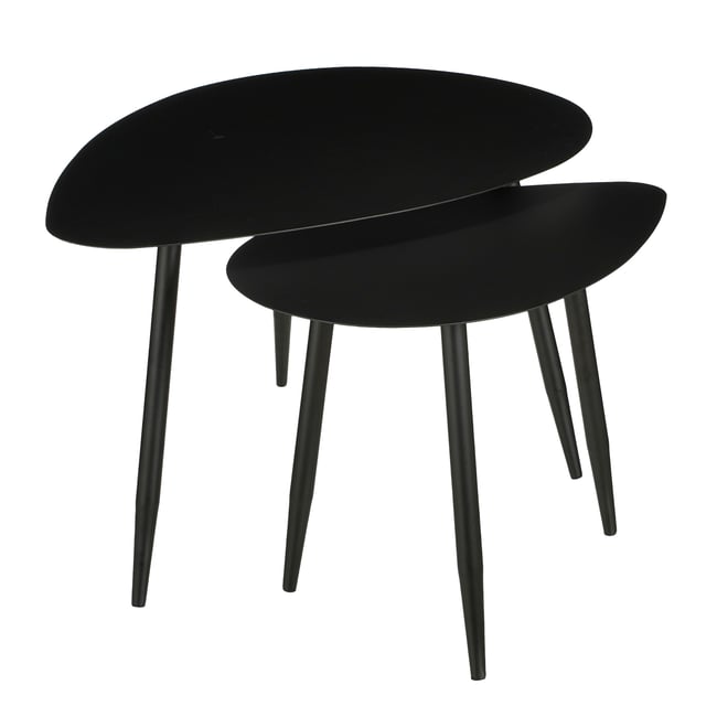 Lot de 2 tables d'appoint Couleur noir <span itemprop=