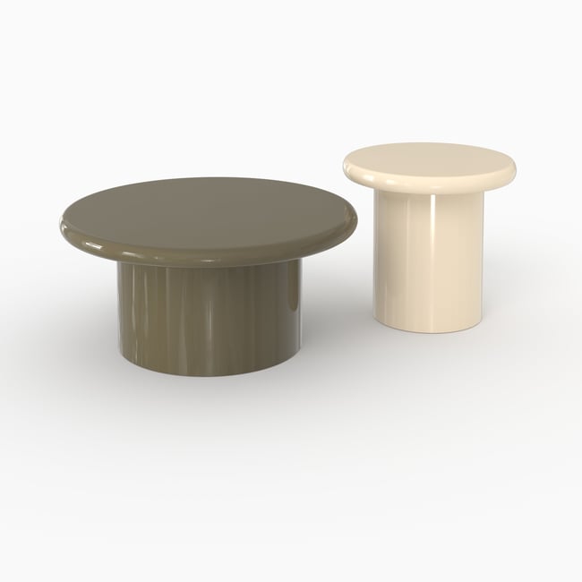 Lot de 2 tables basses laquées en MDF - APOLINE Couleur vert kaki <span itemprop=