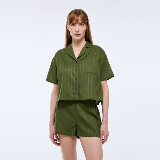 Pyjashort manches courtes uni en coton BIO GOTS asparagus <span itemprop=