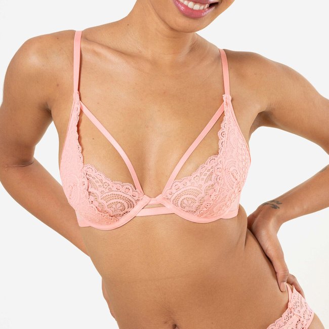 Sujetador plunge side spacer rojo coral <span itemprop=