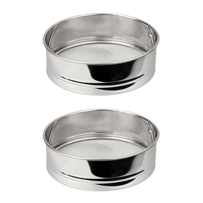Ensemble de 2 Tamis de cuisine extra fin 18 cm de diamètre BASIC gris <span itemprop=