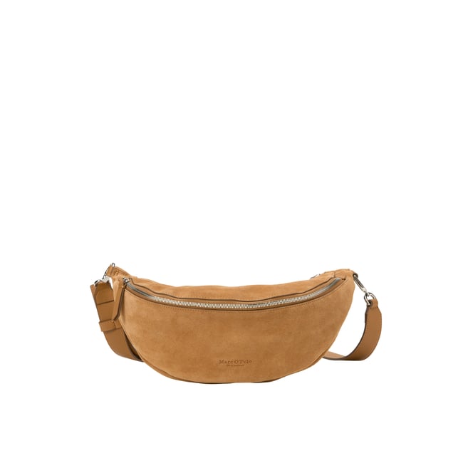 Sac banane en cuir de vachette velours doux marron <span itemprop=