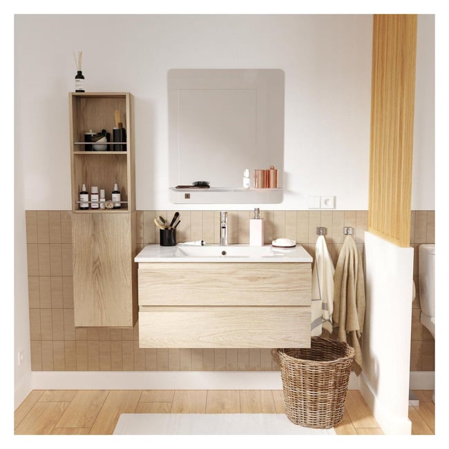 Meuble simple+robinet+miroir+colonne SORRENTO Couleur v002237 <span itemprop=