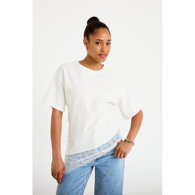 T-shirt oversize longue dentelle - CACHE CACHE