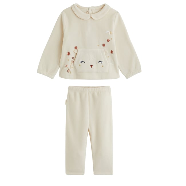 Pyjama enfant 2 pièces en polaire Ollie vanille <span itemprop=
