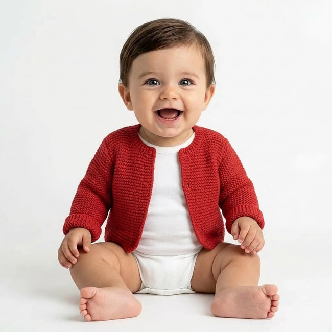 Cardigan bébé - Très bon état rouge <span itemprop=