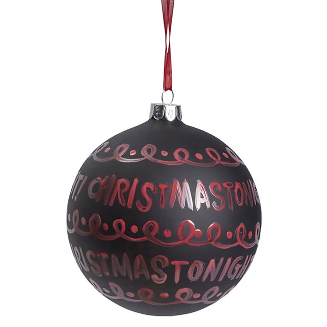 Boule de noël à écritures merry xmas en verre D10 Couleur rouge <span itemprop=